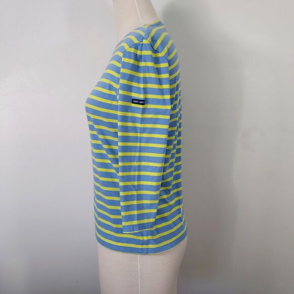SAINT JAMES L'ATELIER Womens Size 10 Blue Yellow Nautical Striped Cotton Top - Picture 4 of 13